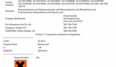 Material Safety Data Sheet Benzoic acid MSDS 02720 Section 1