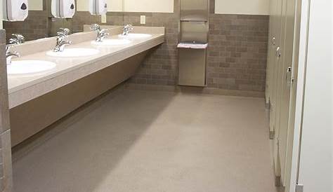 Images of decorative quartz flooring in public rest rooms