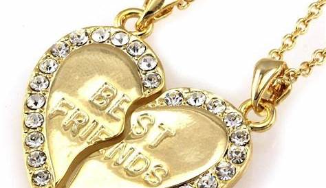 18K Gold Plated White Gold Finish "Best Friends Forever" Pendants w