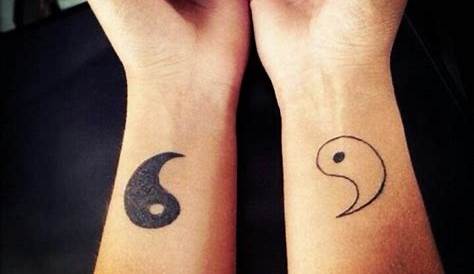 Yin yang tattoo on wrist. My twin sister has one half and I have the