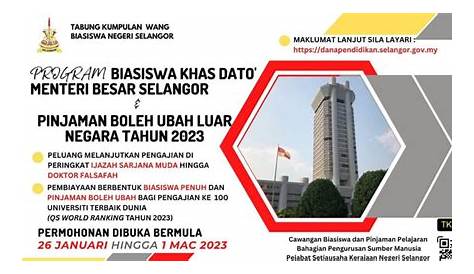 Biasiswa Khas Menteri Besar Selangor & PBU Luar Negara 2023