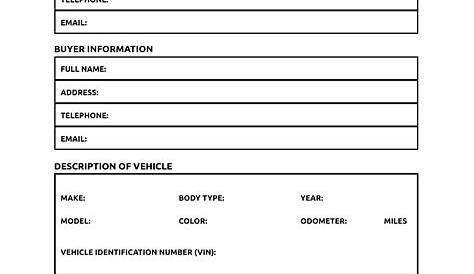 Bill Of Sale For Car Printable