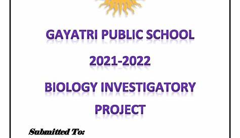 Certificate Page for the Biology Investigatory Project : Class-12