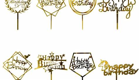 Buy Party Propz Happy Birthday Cake Topper 14Pcs with Golden Silver