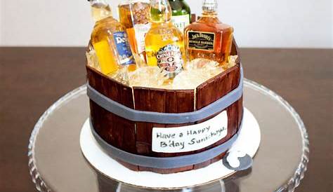Birthday Cake With Mini Alcohol Bottles