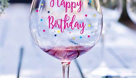 two glasses of red wine with the words happy birthday