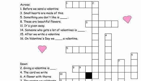 Bit Of Valentine's Decor Crossword Puzzle Day Abcya!
