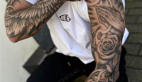 Cool black and grey sleeve tattoo - Tattoogrid.net
