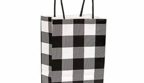 Black And White Buffalo Check Gift Bags Matte Bag With Hles Set Of 5 Etsy