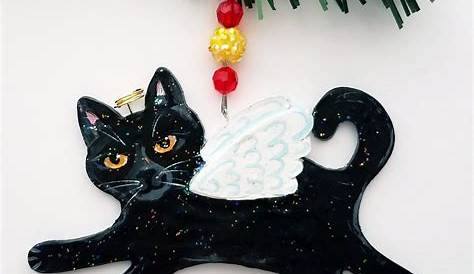Cat Christmas Ornament: Black and white Angel Kitty ornament