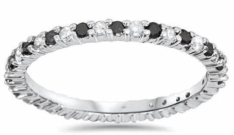 Black And White Diamond Eternity Ring Jewel Zone US 1 Carat (Ctw) Round & Natural