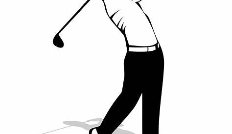 Clipart of a Black and White Golfer - Royalty Free Vector Illustration