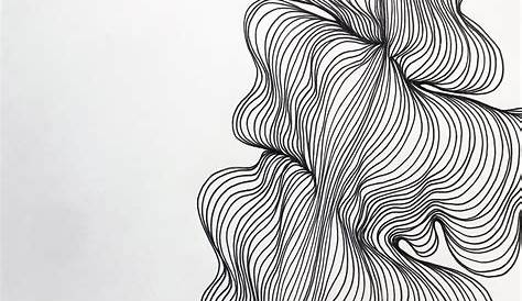 Abstract Line Art, Black and White Modern Drawing, Organic Line Shape
