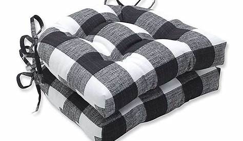 Achim Buffalo Check Polyester/Cotton Tufted Chair Seat Cushions - Black