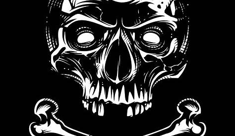 Vector Clip Art of a Frightening Black and White Evil Human Skull