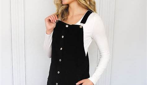 Vanilla Star Juniors' Corduroy Overalls Dress - Black | Overall dress