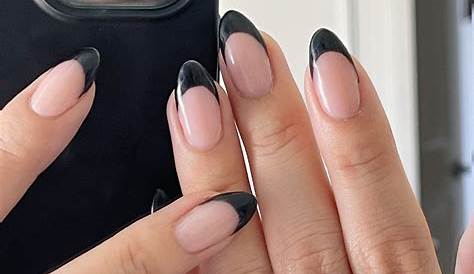 Black French Tip Almond Nails Manicure