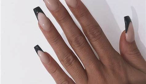 Black French Tips Nude Base