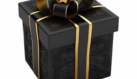 Black Gift Box Gold Ribbon With Stock Image Image Of Present