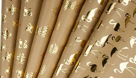 Black gift wrapping paper with metallic gold pattern | Selfor Paris