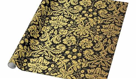 Black & Shiny Gold Vintage Paisley Pattern Wrapping Paper | Zazzle.com