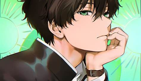 Male Anime Boy Black Hair Green Eyes - Erwingrommel