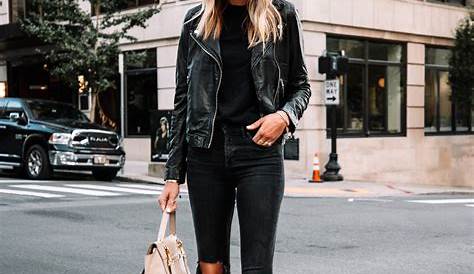 Black Leather Jacket Outfit For Spring