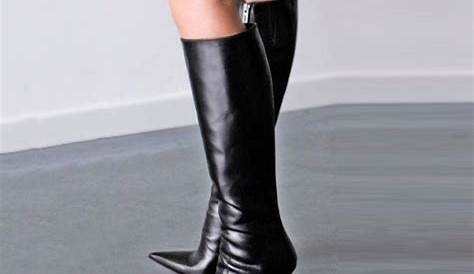 Black Stiletto Boots Knee High Christian Louboutin Botalili 120 Calf Leather