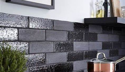 black thin brick subway tile Kitchen remodel, Kitchen design, Modern