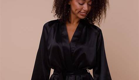 Blacksilk Robe Street Style Buy Black Silk Short Silk For Women Plus