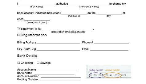 17 Printable ach authorization form template - Fillable Samples in PDF