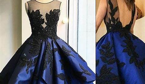Blue And Black Prom Dresses Dark 2019 Strapless Ball Gown With Train