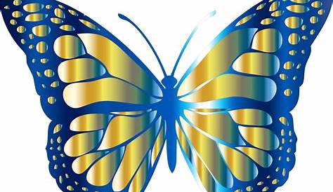 Blue And Gold Monarch Butterfly Vector Files Image - Butterfly Picture