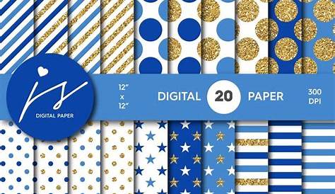 Blue and Gold Glitter Digital Paper (209498) | Patterns | Design