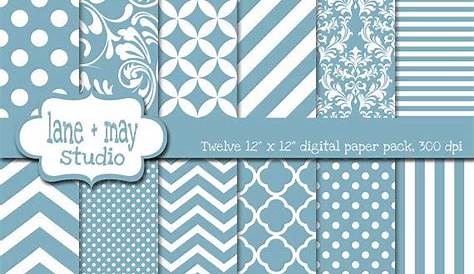 Sky Blue and White Lace Digital Paper Pack - Instant Download - Digital