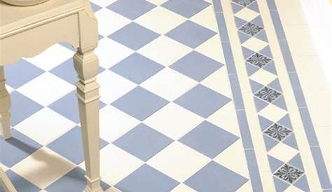 Blue and White Square Bathroom Tiles on Floor Stock Image - Image of