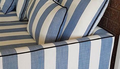Blue and White Striped Loveseat | EBTH