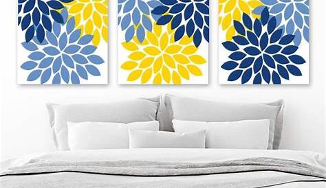 Yellow and Blue Abstract Wall Canvas Art Abstract Canvas Home | Etsy