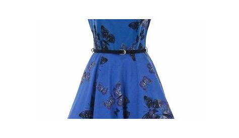 Blue Butterfly Vintage Dress Wow Look Closely These Are Iridescent Butterflies When