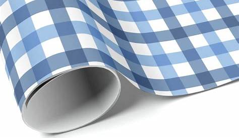 Blue Gingham Sheet Wrapping Paper Blue Gingham, Gingham Check, Cheque