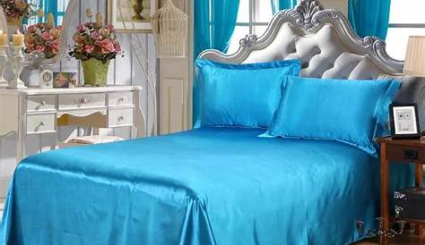 Mulberry Silk Bed Sheets, Silk Fitted Sheets, Light Blue