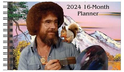 Bob Ross 16Month 2024 Planner Calendar Book Summary & Video