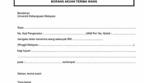 Terima Contoh Surat Akuan Penerimaan Wang Contoh Surat Akuan | The Best