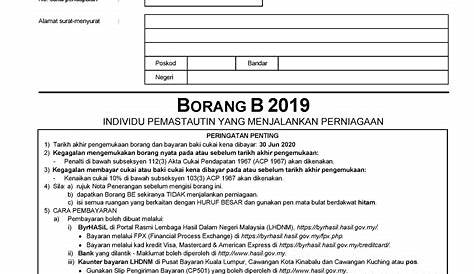 Borang B 2019 1 - TAX - BORANG B 2019 INDIVIDU PEMASTAUTIN YANG