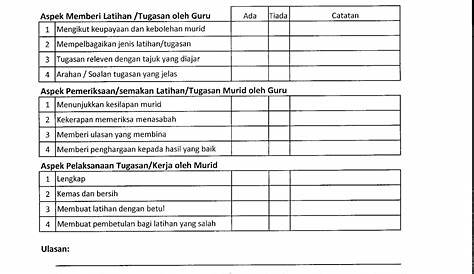 Contoh Borang Penyemakan Buku Latihan Murid - IMAGESEE