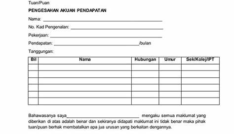 an image of a document with the words surat akun pengengan pendapatan