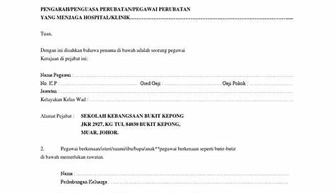 Surat Pengesahan Masuk Wad Hospital Sultanah Aminah - Contoh Surat