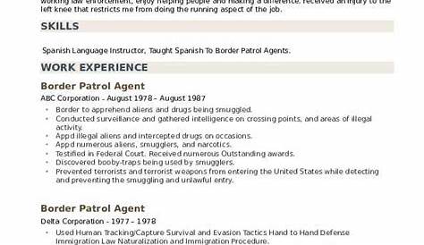 Border Patrol Resume Examples Summary For Example Gallery