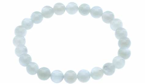 Bracelet pierre de lune perles rondes 8mm et argent plaqué - Bijoux