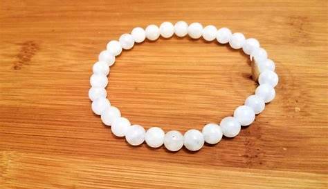 Bracelet pierre de lune adulaire blanche du Sri Lanka "perles de 8mm